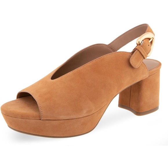 Elegant Tan Women's Slingback Heels - Picture 3 of 9